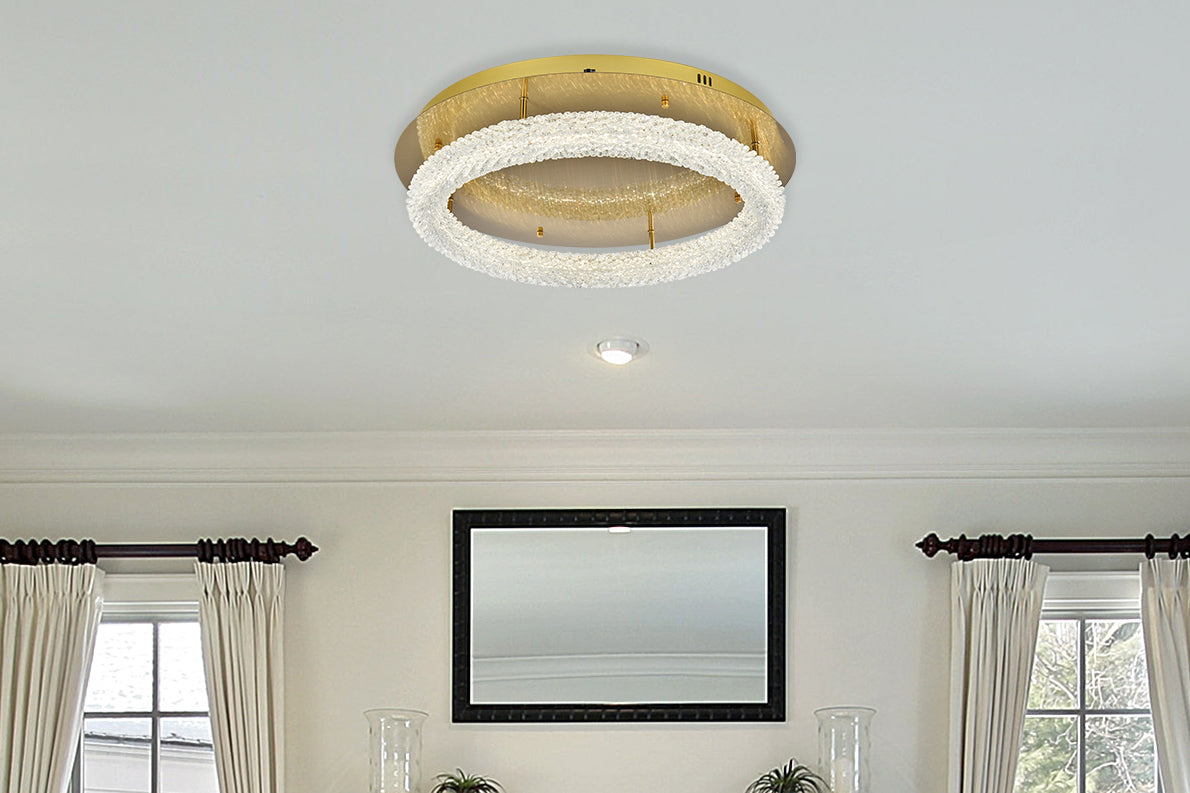 Bowen 26 inch Adjustable LED Flush Mount in Satin Gold