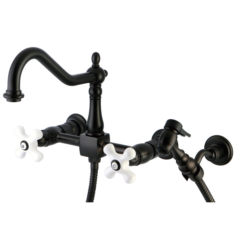 Heritage Wall Mount Kitchen Faucet in Oil Rubbed Bronze