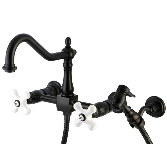 Heritage Wall Mount Kitchen Faucet in Oil Rubbed Bronze