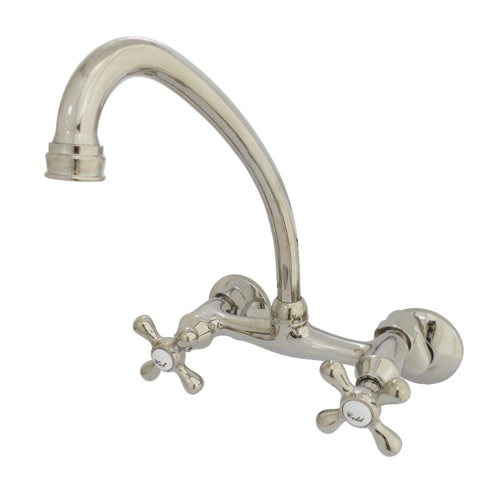Kingston Wall Mount Kitchen Faucet in Polished Nickel