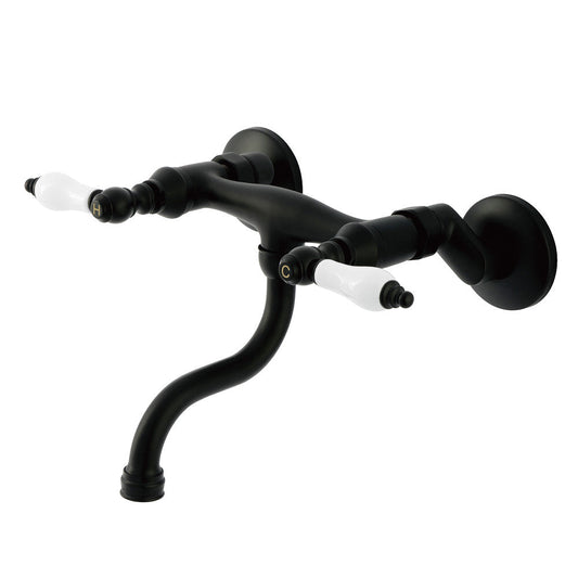 Kingston Wall-Mount Bathroom Faucet in Matte Black