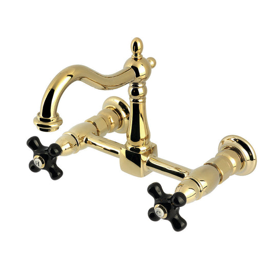 Duchess Wall Mount Kitchen Faucet in Polished Brass