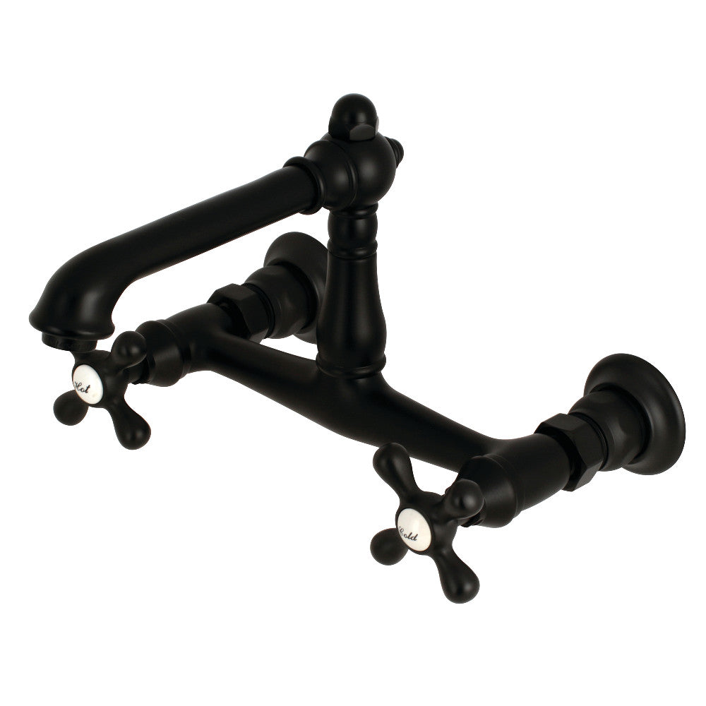 English Country Wall-Mount Bathroom Faucet in Matte Black