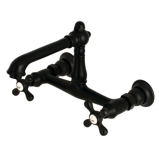 English Country Wall-Mount Bathroom Faucet in Matte Black