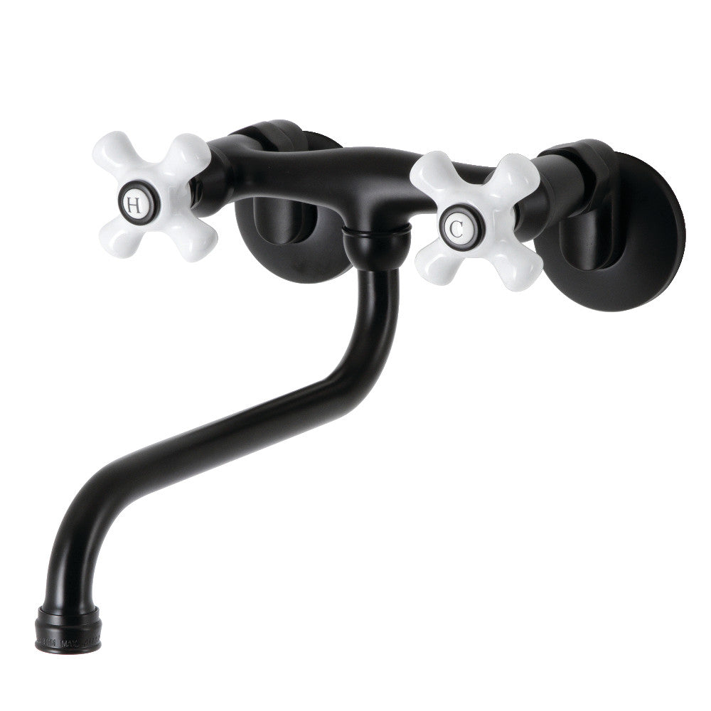 Kingston Wall-Mount Bathroom Faucet in Matte Black