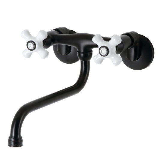 Kingston Wall-Mount Bathroom Faucet in Matte Black