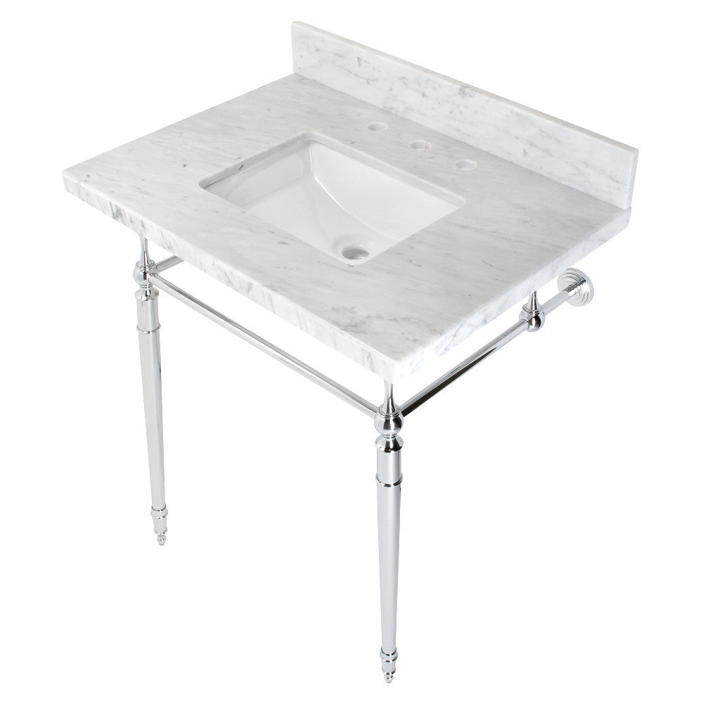 Edwardian 30 Inch Console Sink in Carrara Marble