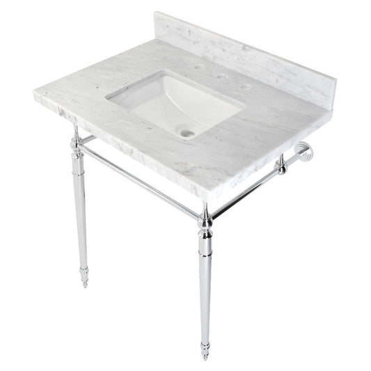 Edwardian 30 Inch Console Sink in Carrara Marble