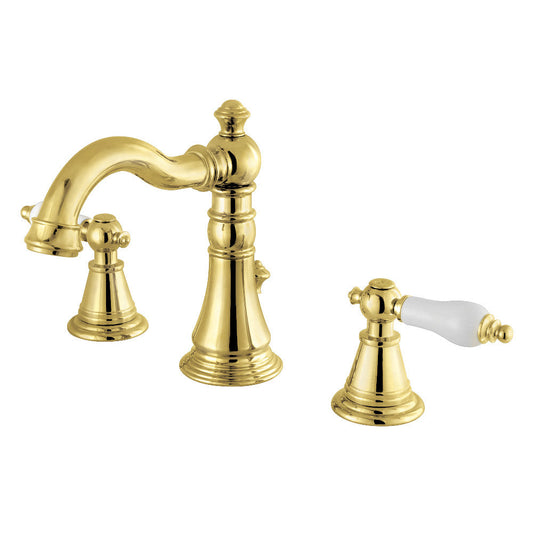 English Classic Widespread Bathroom Faucet in Polished Brass