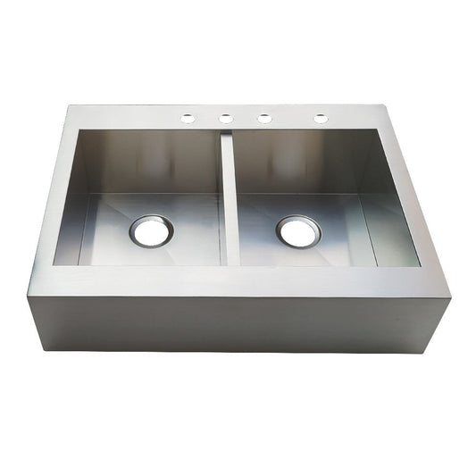 Edinburg 35.75 Inch Farmhouse Kitchen Sink in Brushed Stainless