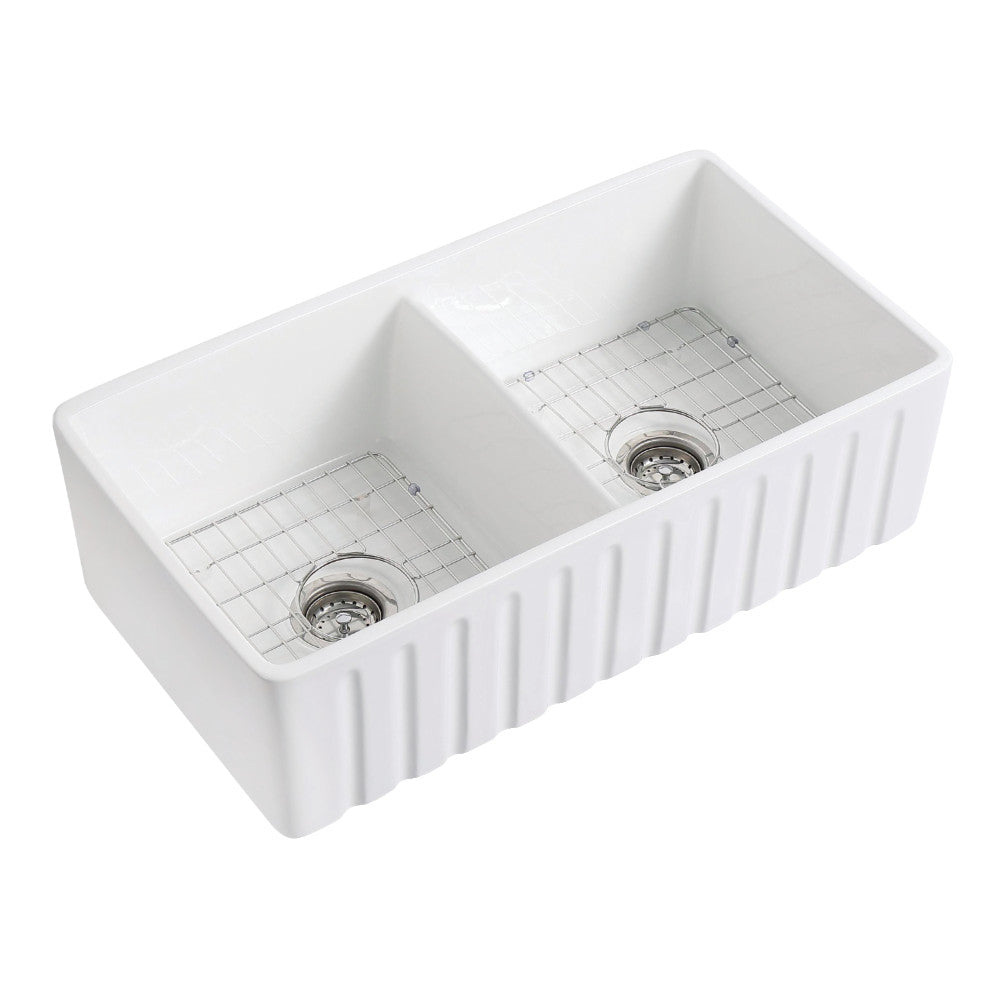 Kaolin 33.06 Inch Farmhouse Kitchen Sink in White