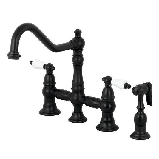 Restoration Bridge Kitchen Faucet in Matte Black