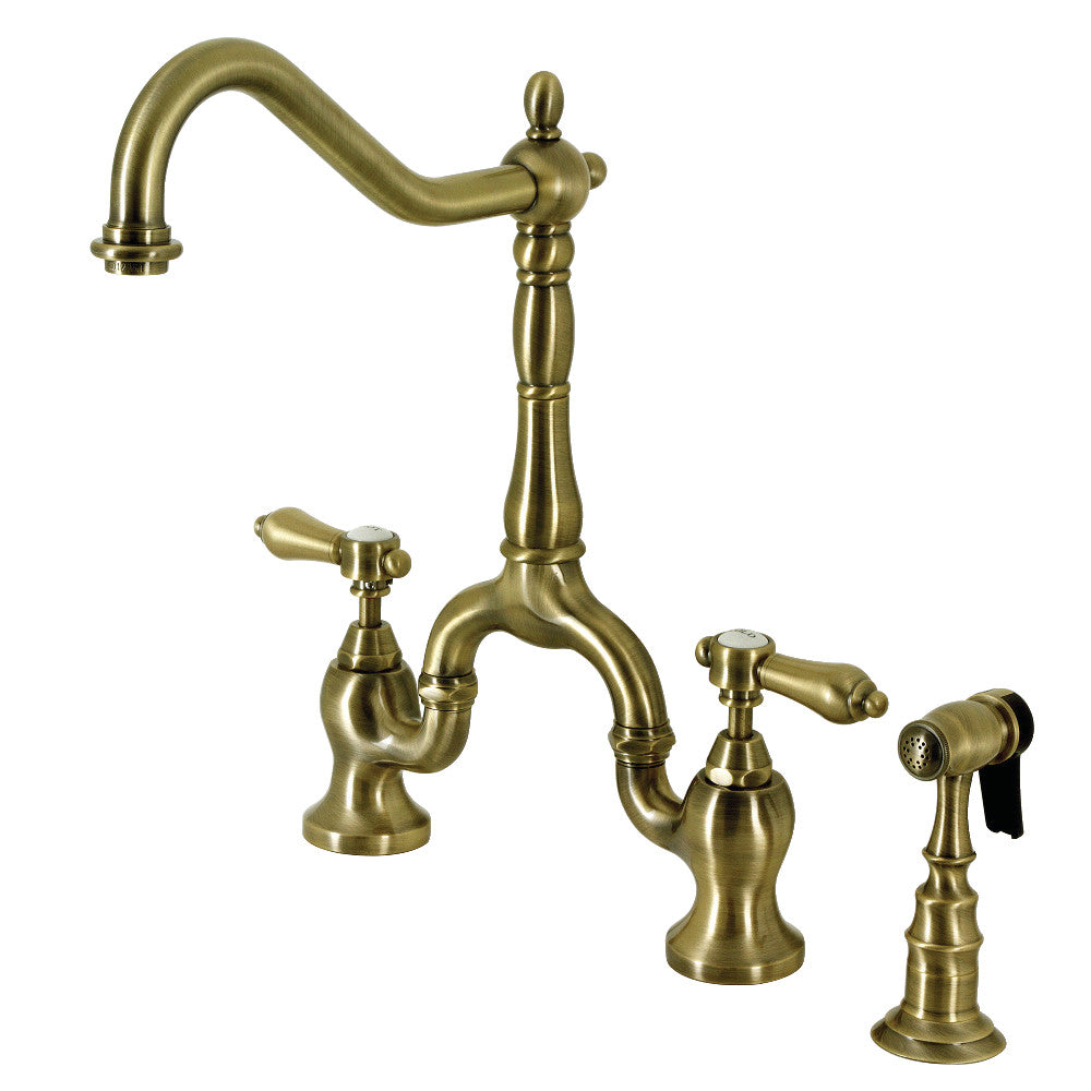Heirloom Bridge Kitchen Faucet in Antique Brass