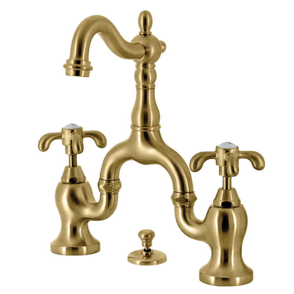 French Country Bridge Bathroom Faucet in Brushed Brass