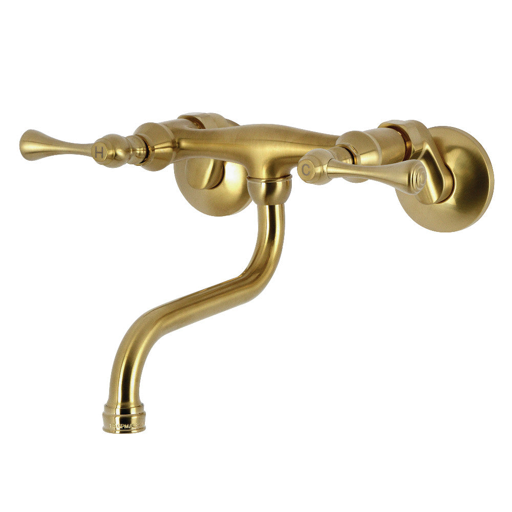 Kingston Wall-Mount Bathroom Faucet in Brushed Brass
