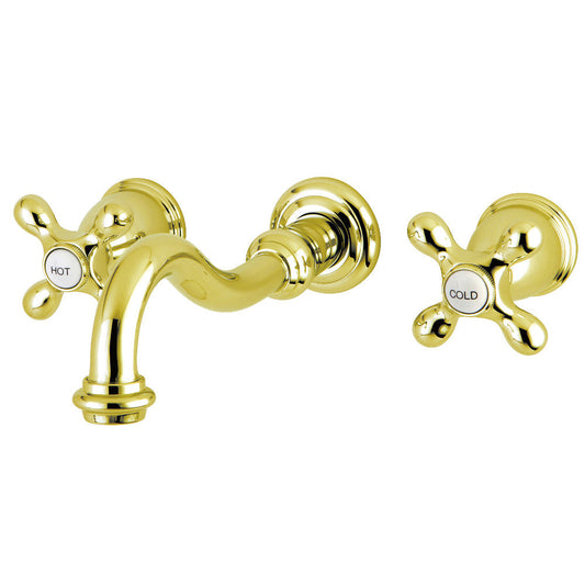 Vintage Wall-Mount Bathroom Faucet in Polished Brass