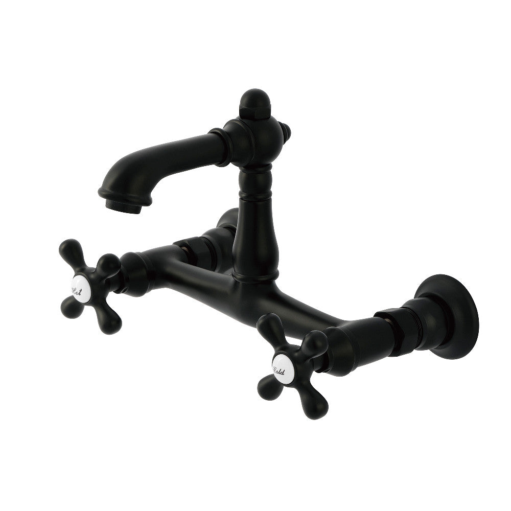 English Country Wall-Mount Bathroom Faucet in Matte Black