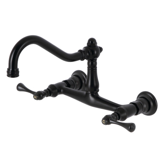 Vintage Wall-Mount Bathroom Faucet in Matte Black