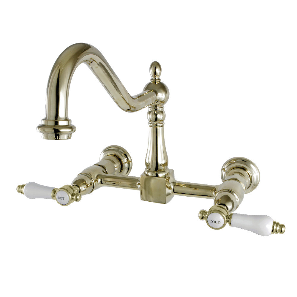 Bel-Air Wall Mount Kitchen Faucet in Polished Brass