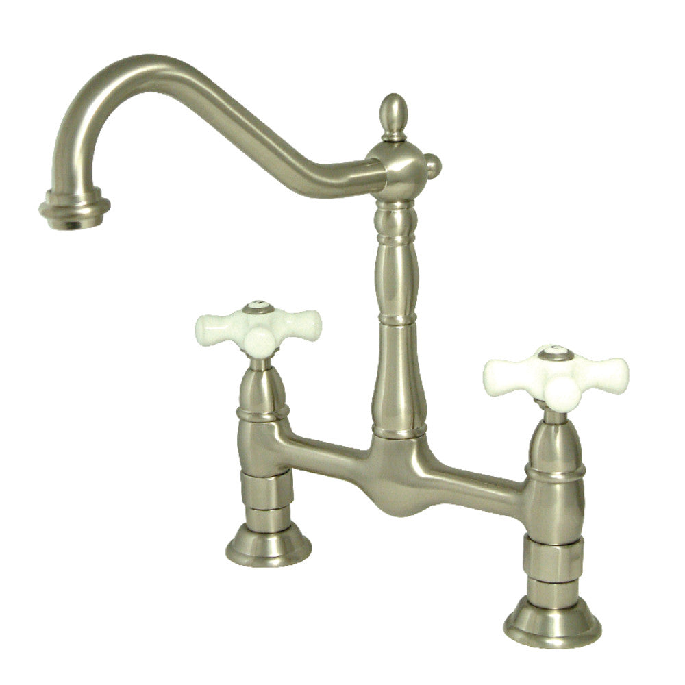 Heritage Bridge Kitchen Faucet in Brushed Nickel