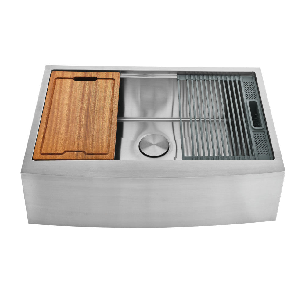 Uptowne 33 Inch Farmhouse Kitchen Sink in Brushed Stainless