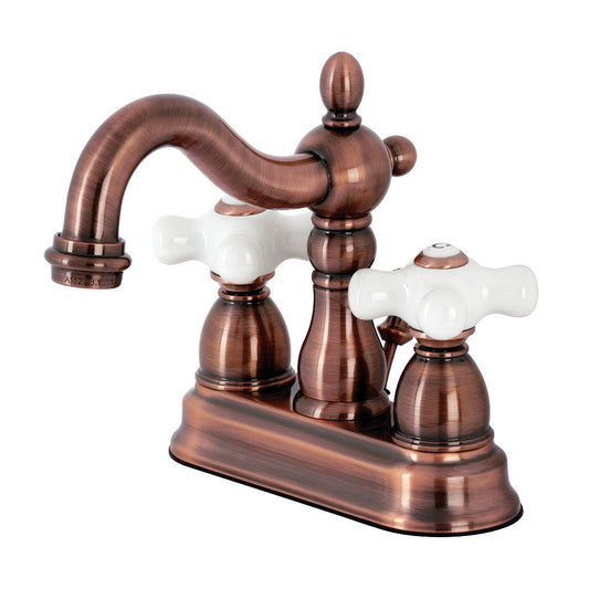 Heritage 4 Inch Centerset Bathroom Faucet in Antique Copper