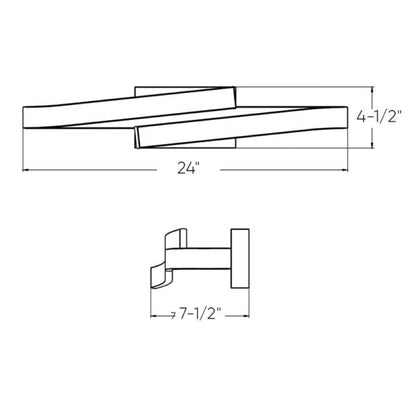 Curled rectangular vanity wall sconce