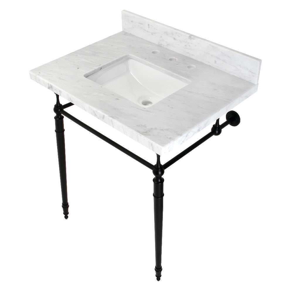 Edwardian 30 Inch Console Sink in Carrara Marble