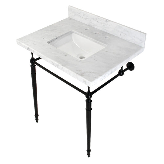 Edwardian 30 Inch Console Sink in Carrara Marble