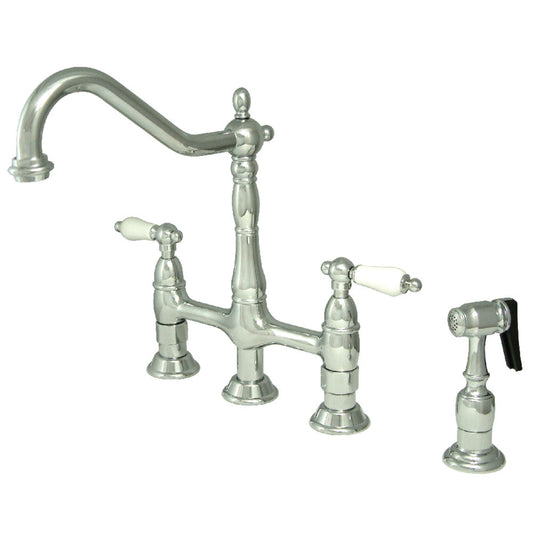 Heritage Bridge Kitchen Faucet in Polished Chrome