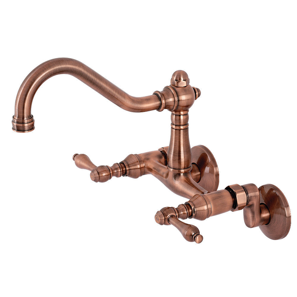 Vintage Wall Mount Kitchen Faucet in Antique Copper
