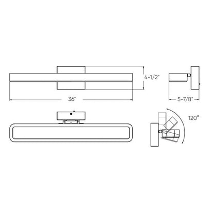 Rectangular swivel vanity wall sconce 36'' Black