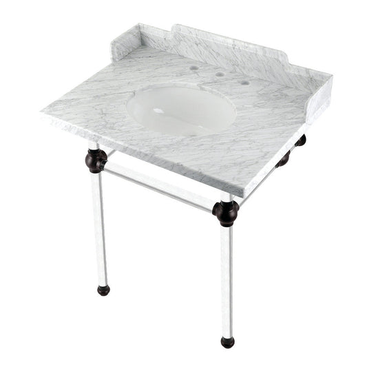 Pemberton 30 Inch Console Sink in Carrara Marble