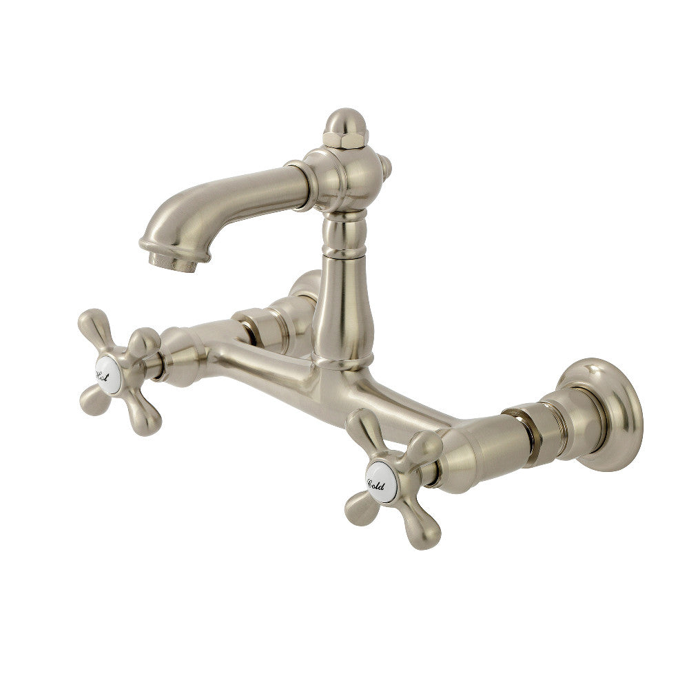 English Country Wall-Mount Bathroom Faucet in Brushed Nickel