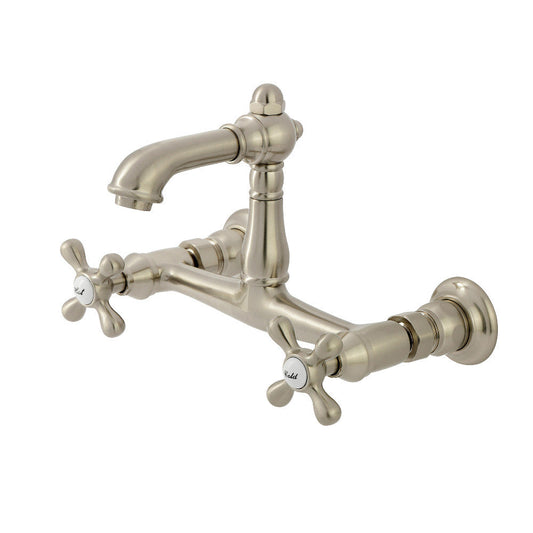 English Country Wall-Mount Bathroom Faucet in Brushed Nickel