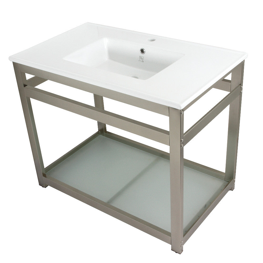 Quadras 37.38 Inch Console Sink in White