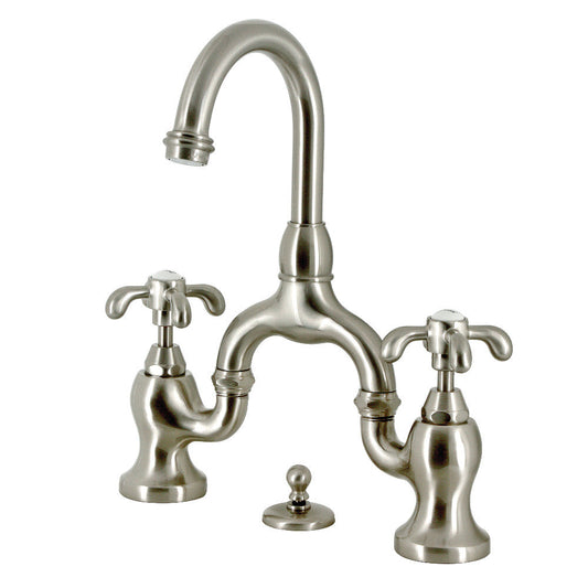 French Country Bridge Bathroom Faucet in Brushed Nickel