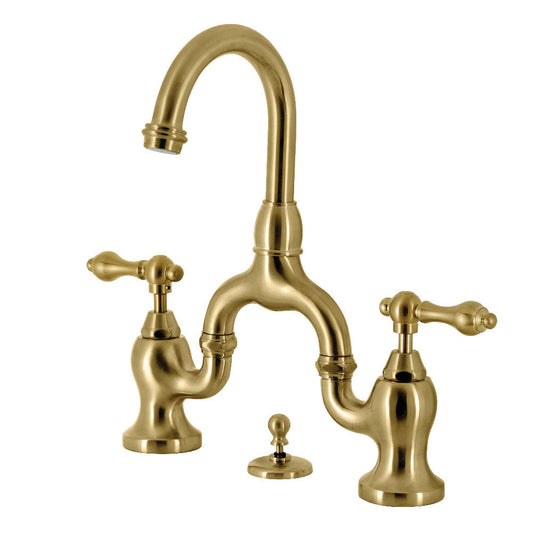 English Country Bridge Bathroom Faucet in Brushed Brass