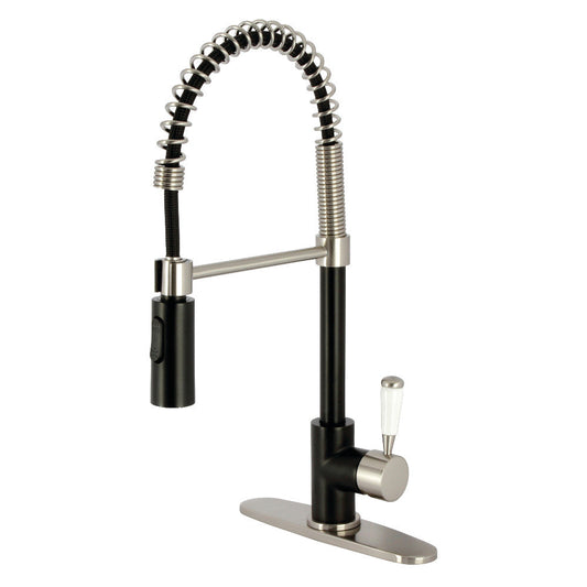 Paris Pre-Rinse Kitchen Faucet in Matte Black/Brushed Nickel