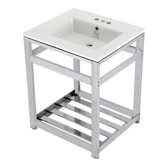 Quadras 25.19 Inch Console Sink in White