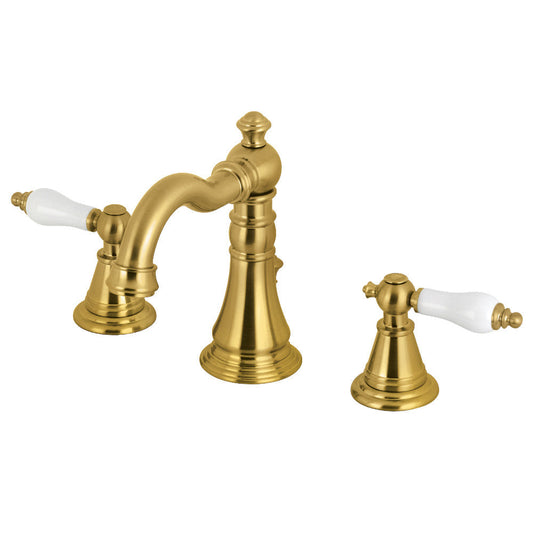 English Classic Widespread Bathroom Faucet in Brushed Brass