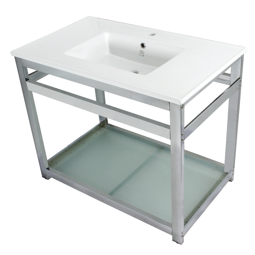 Quadras 37.38 Inch Console Sink in White