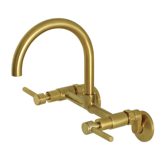 Concord Wall Mount Kitchen Faucet in Brushed Brass