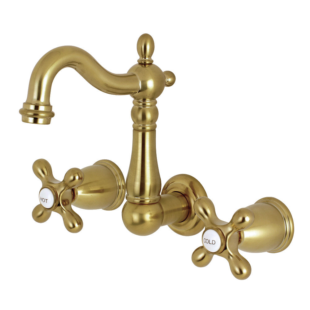 Heritage Wall-Mount Bathroom Faucet in Brushed Brass