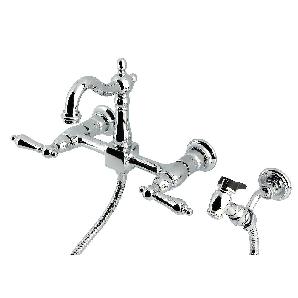 Heritage Wall Mount Kitchen Faucet in Polished Chrome