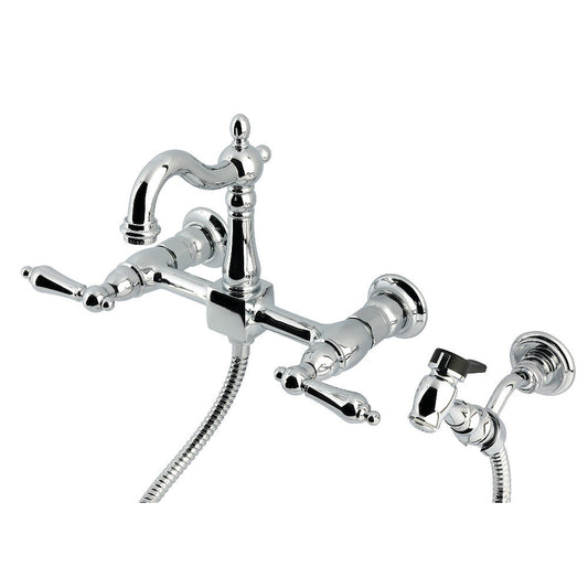 Heritage Wall Mount Kitchen Faucet in Polished Chrome