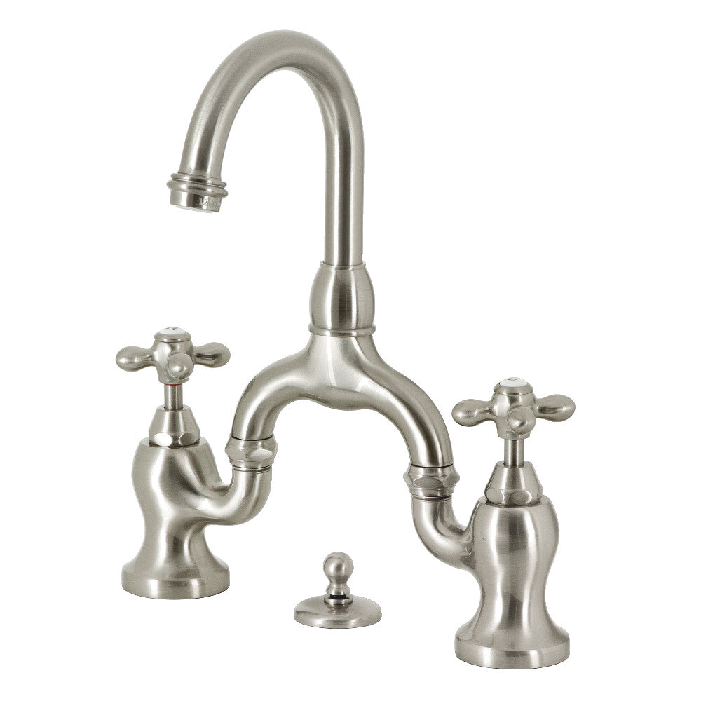 English Country Bridge Bathroom Faucet in Brushed Nickel