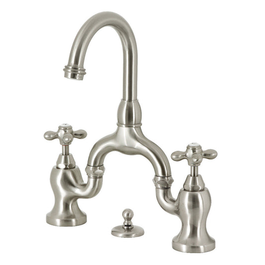 English Country Bridge Bathroom Faucet in Brushed Nickel