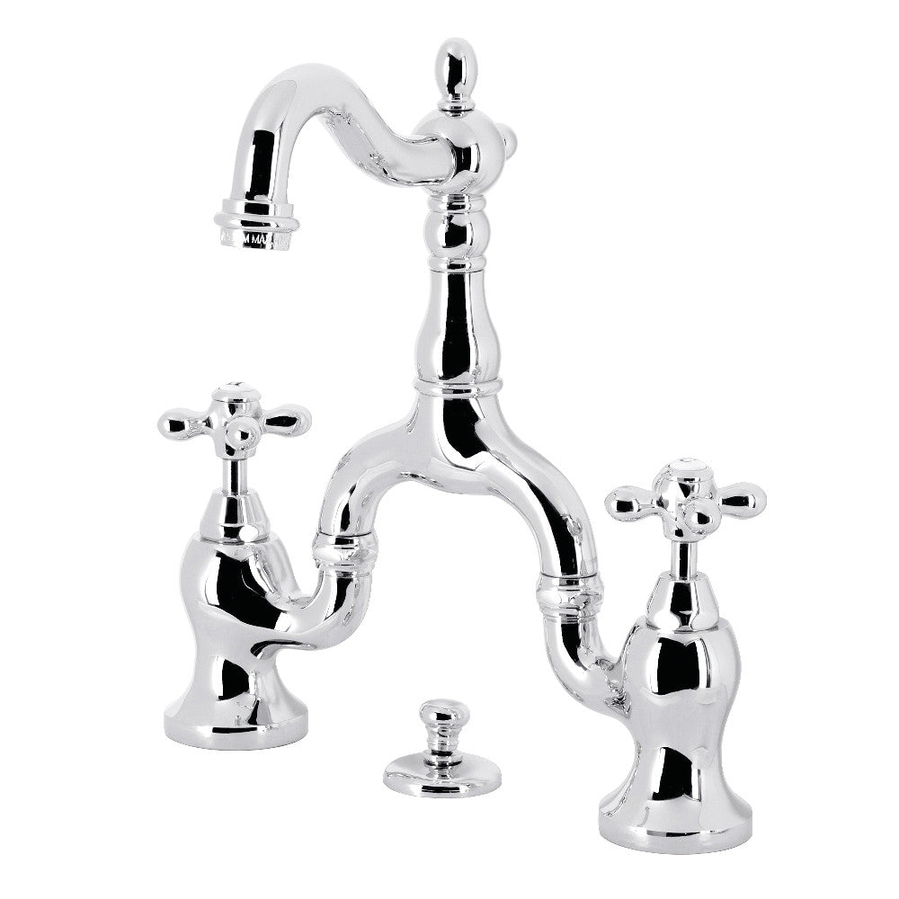 English Country Bridge Bathroom Faucet in Polished Chrome