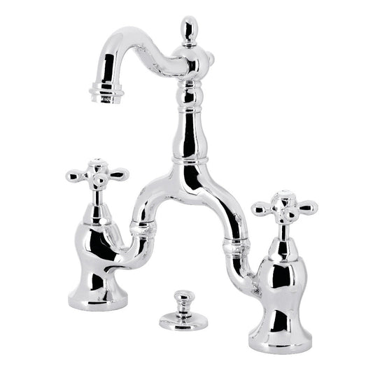 English Country Bridge Bathroom Faucet in Polished Chrome